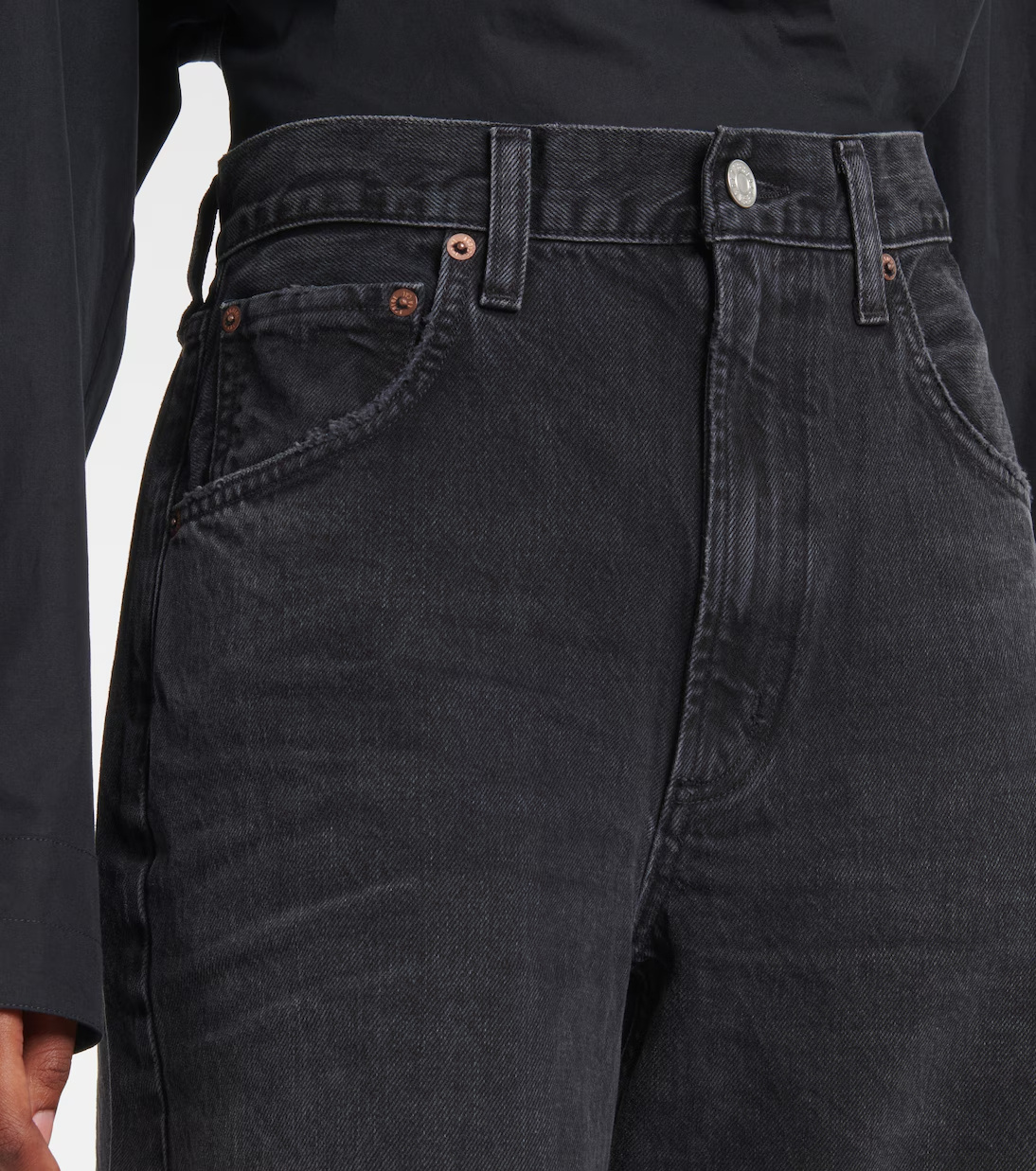 Agolde Low Curve Mid-rise Denim Trousers In Black
