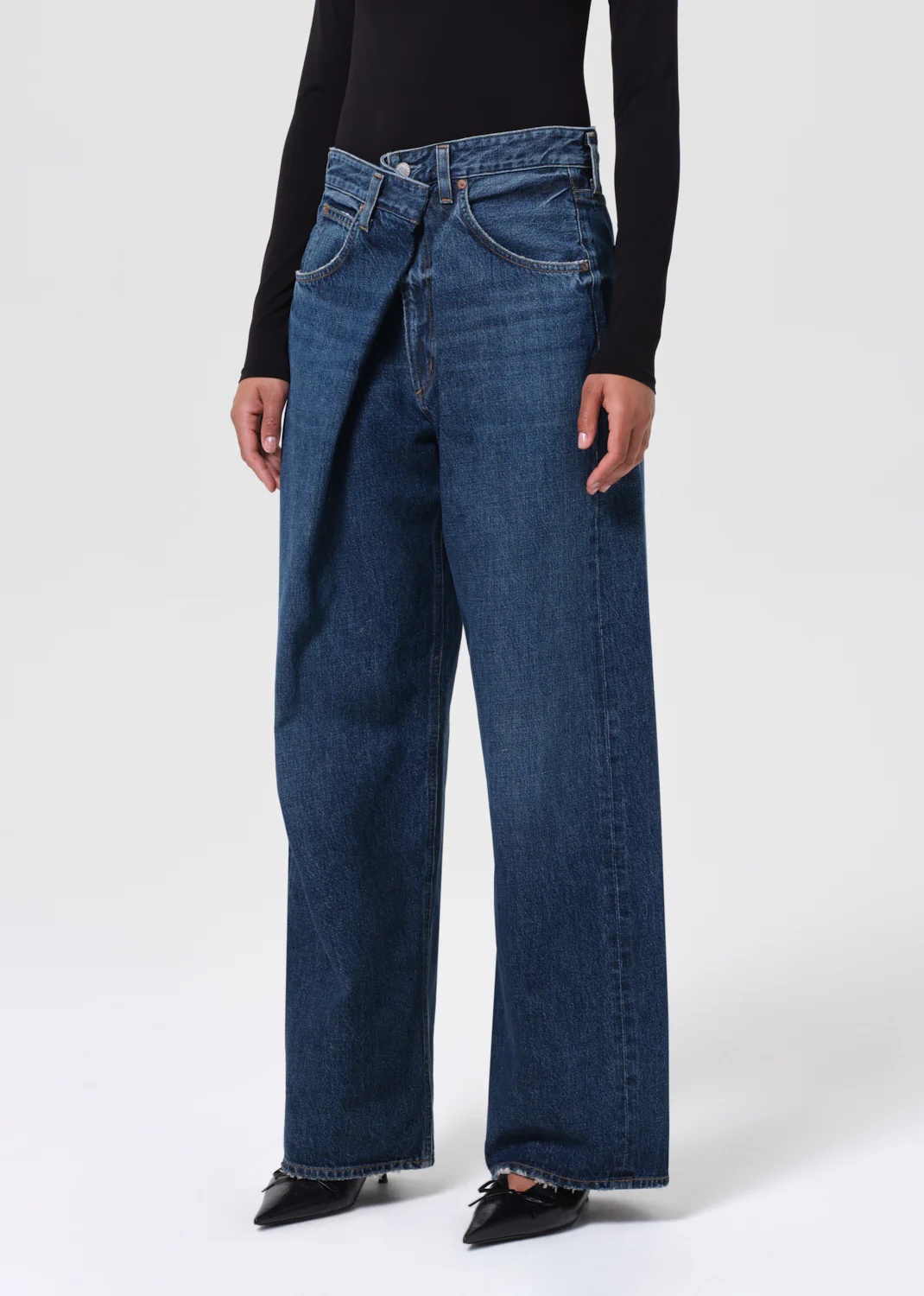Agolde Denim Trousers With Belt Loops In Blue