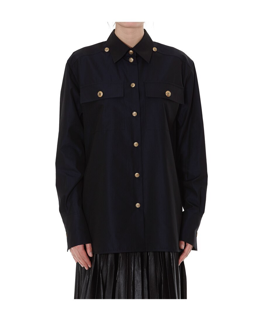 Givenchy Logo Button Shirt In Black