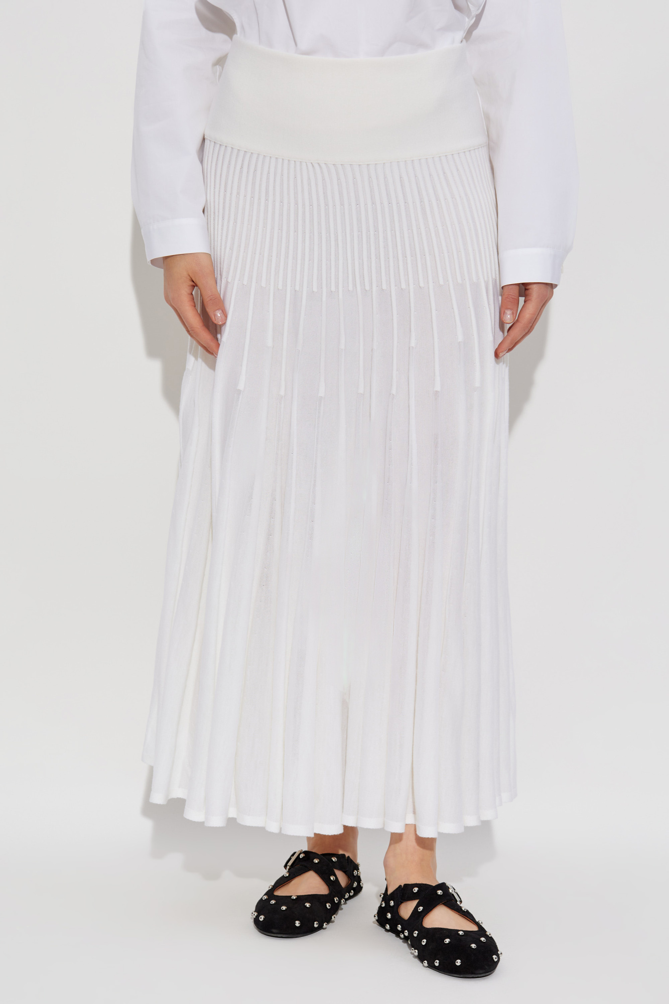 Alaïa Alaia Long White Woollen Coat Women In White