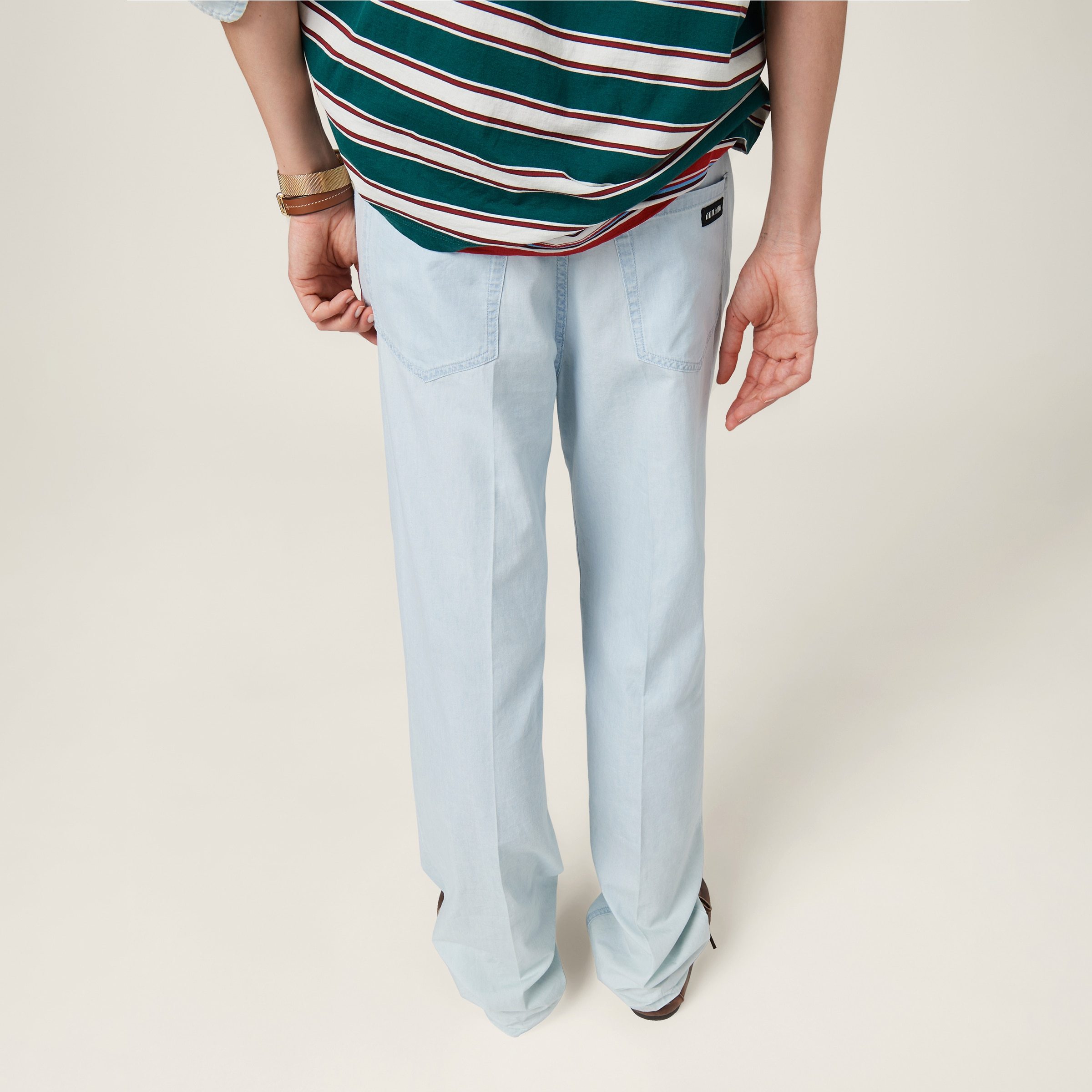 Miu Miu Five-pocket Chambray Denim Jeans In White