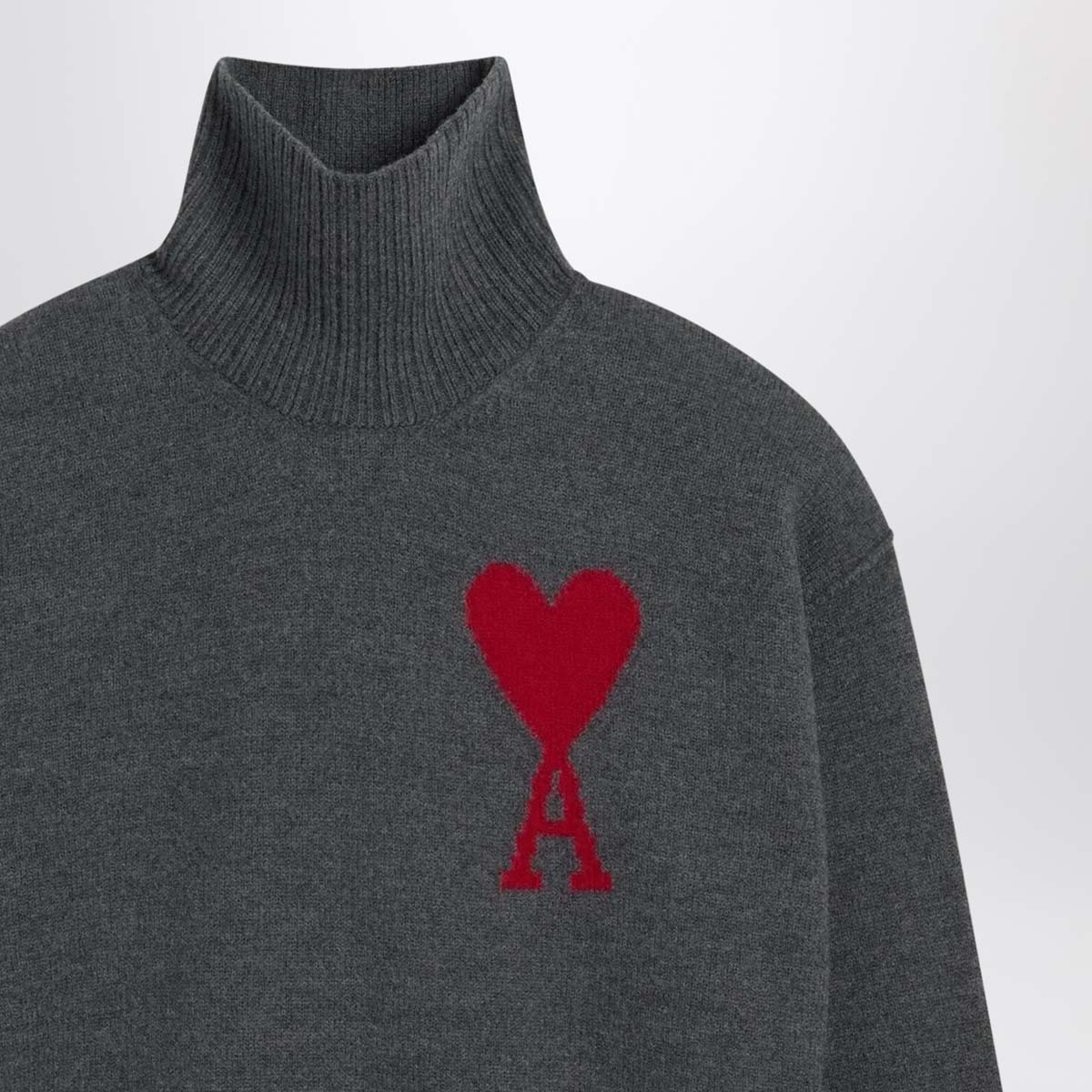 Ami Alexandre Mattiussi Ami Paris Grey Turtleneck Sweater Ami De Coeur In Gray