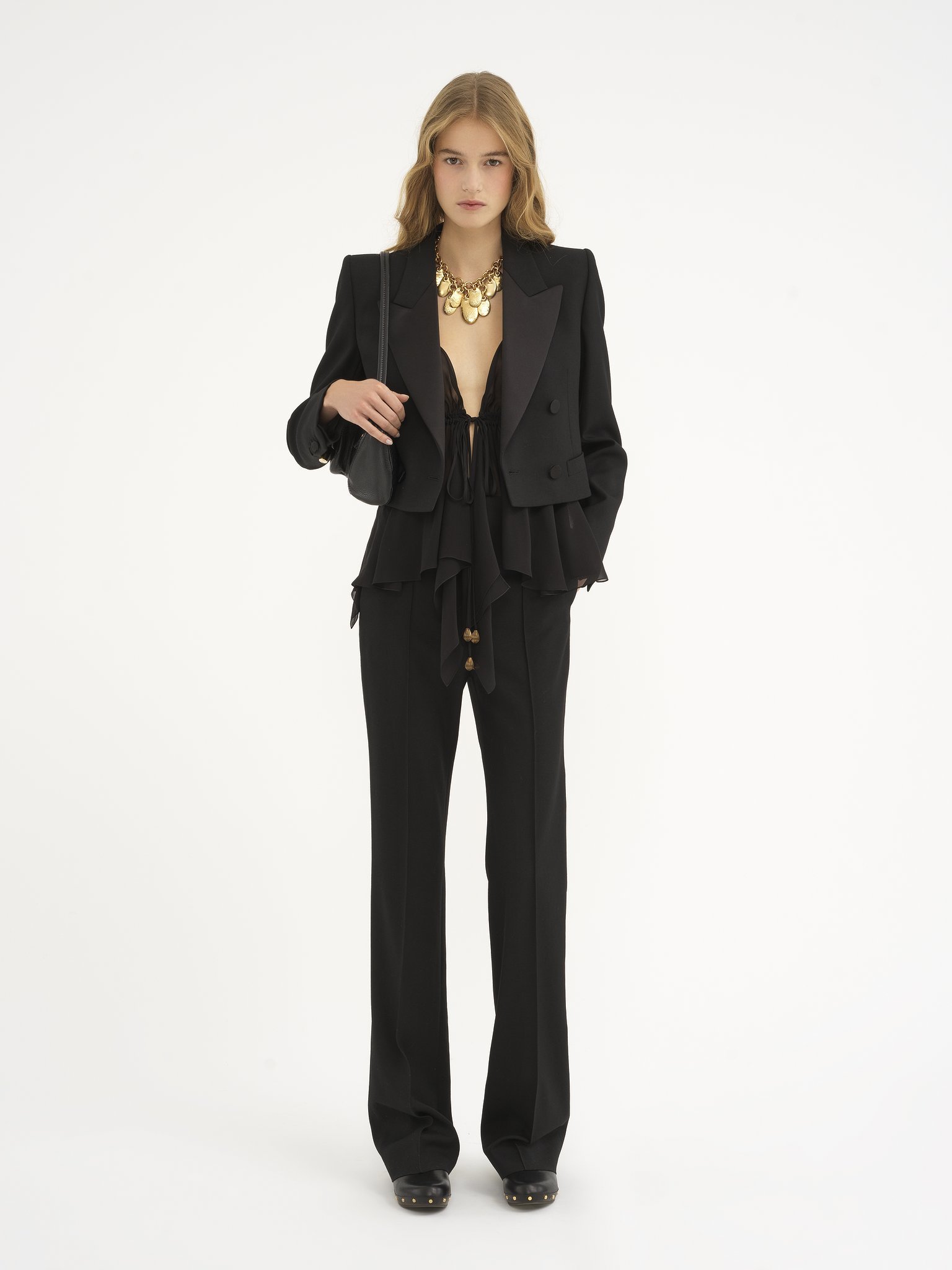 Chloé Wool Gabardine High-waist Pants In Black