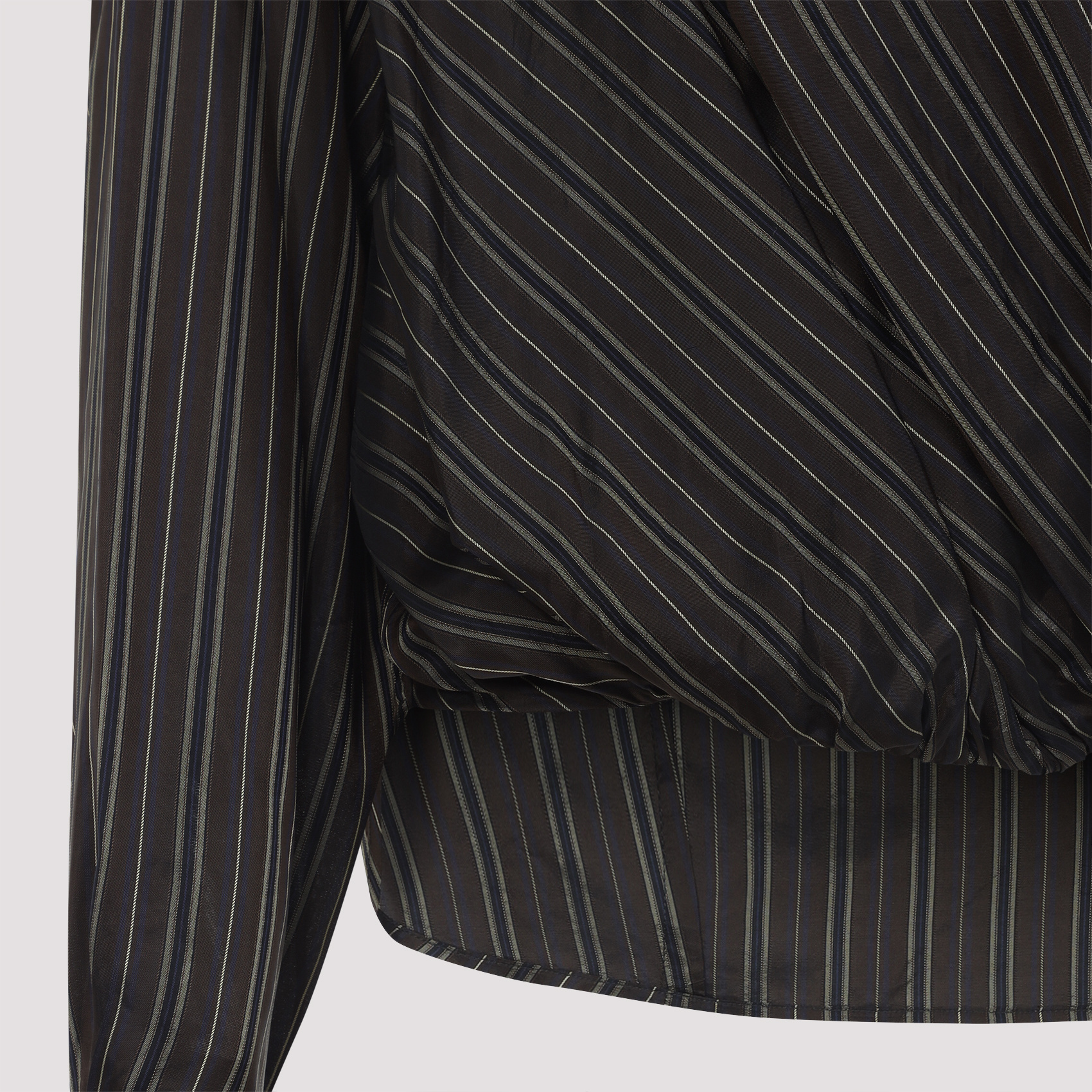 Dries Van Noten V-neck Striped Draped Long Sleeves Blouse In Black