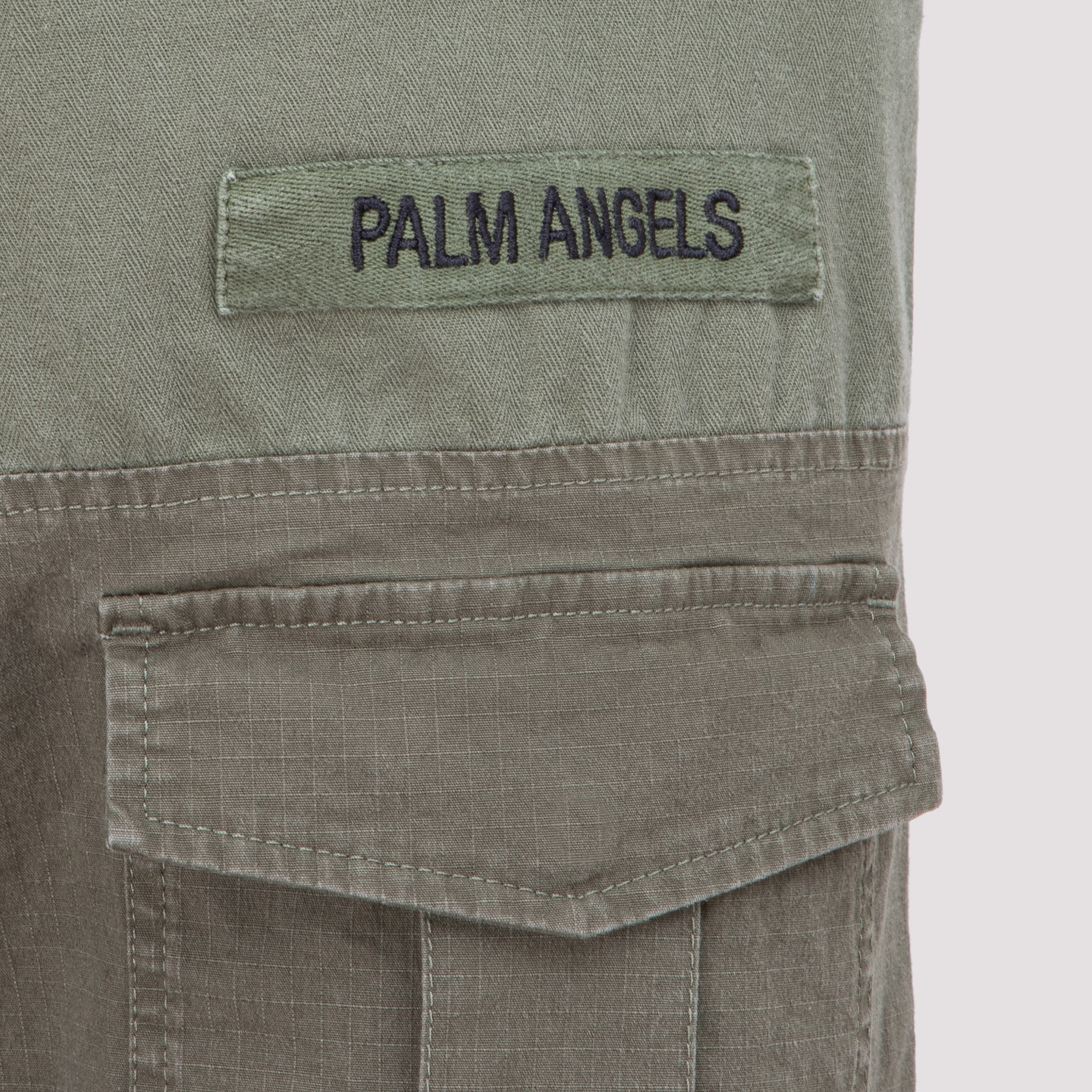 Palm Angels Panelled Multi-pocket Cargo Trousers In Green