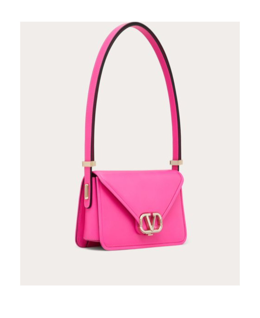 Valentino Small Letter Smooth-grain Shoulder Bag In Pink