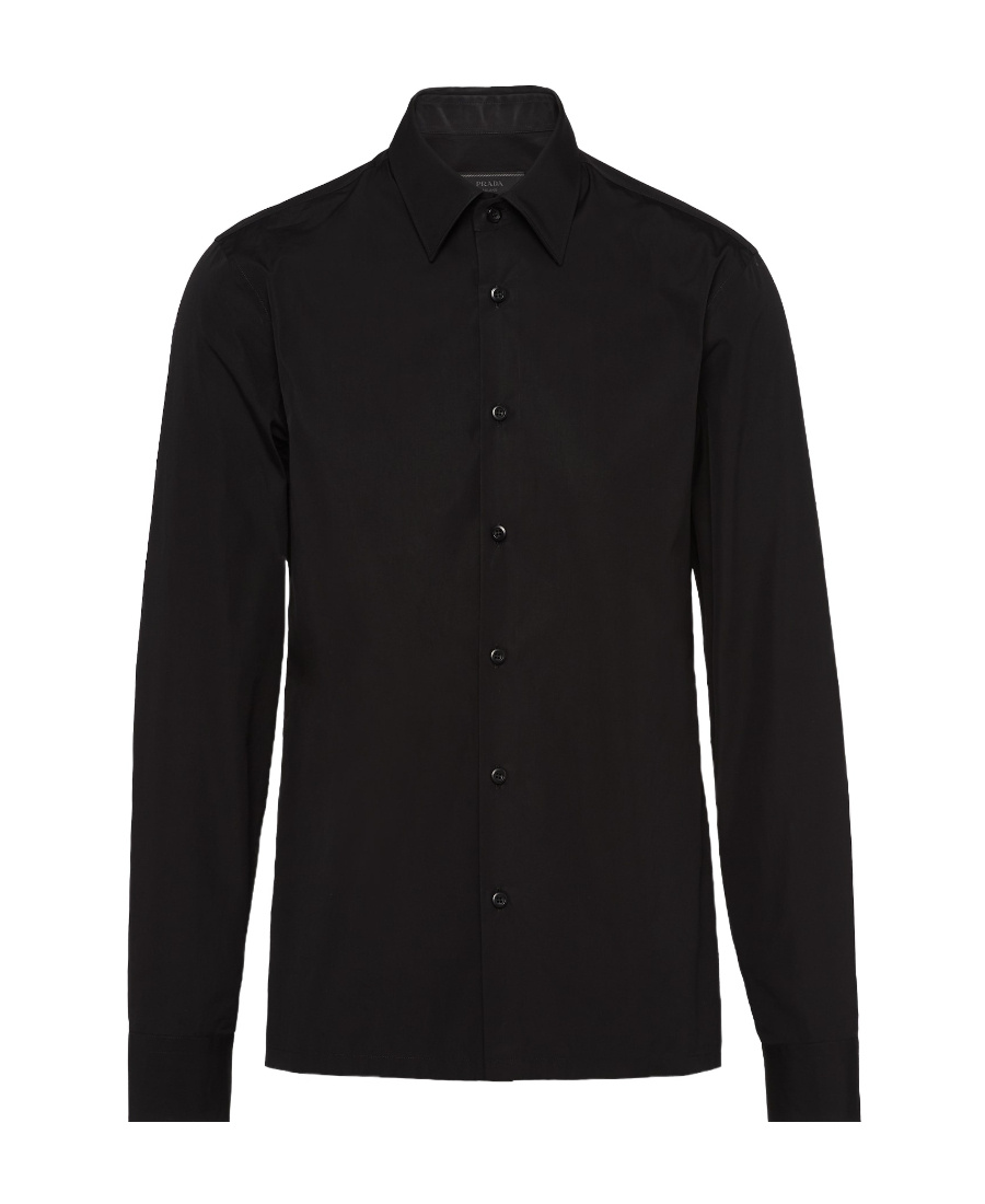 Prada Classic Cotton Poplin Slim-fit Shirt In Black