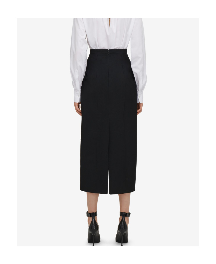 ALEXANDER MCQUEEN DOUBLE-BUTTON WOOL MIDI SKIRT