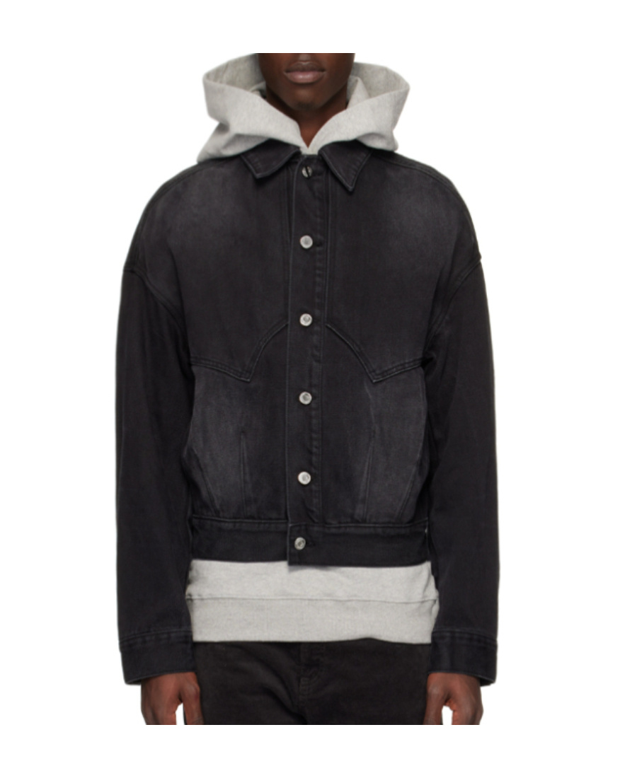 We11 Done Logo Denim Jacket In Black