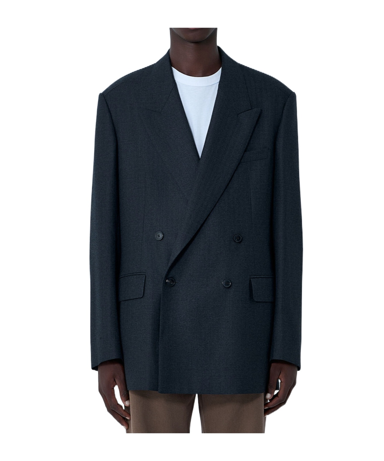 Dries Van Noten Men Double-breasted Blazer In Gray