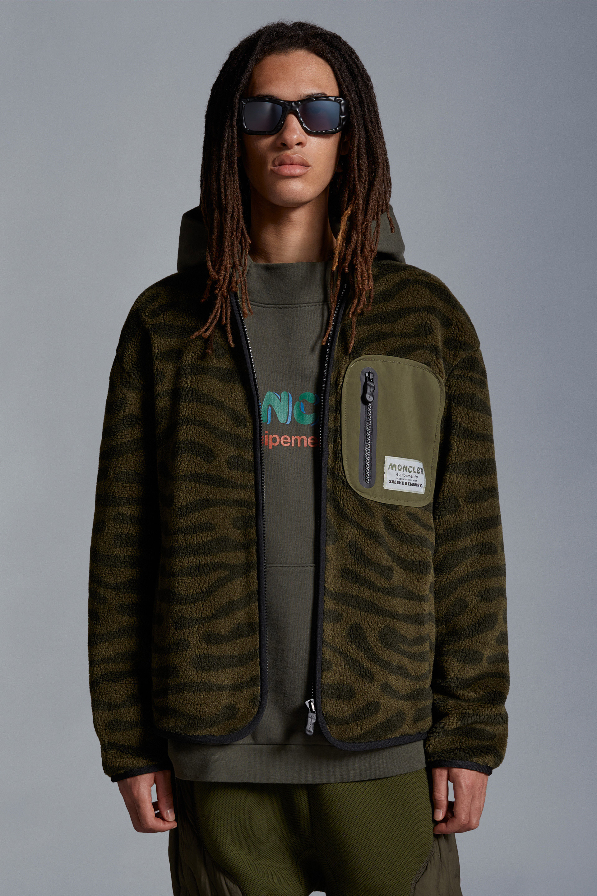 Moncler X Salehe Bembury Graphic-print Cardigan In Green