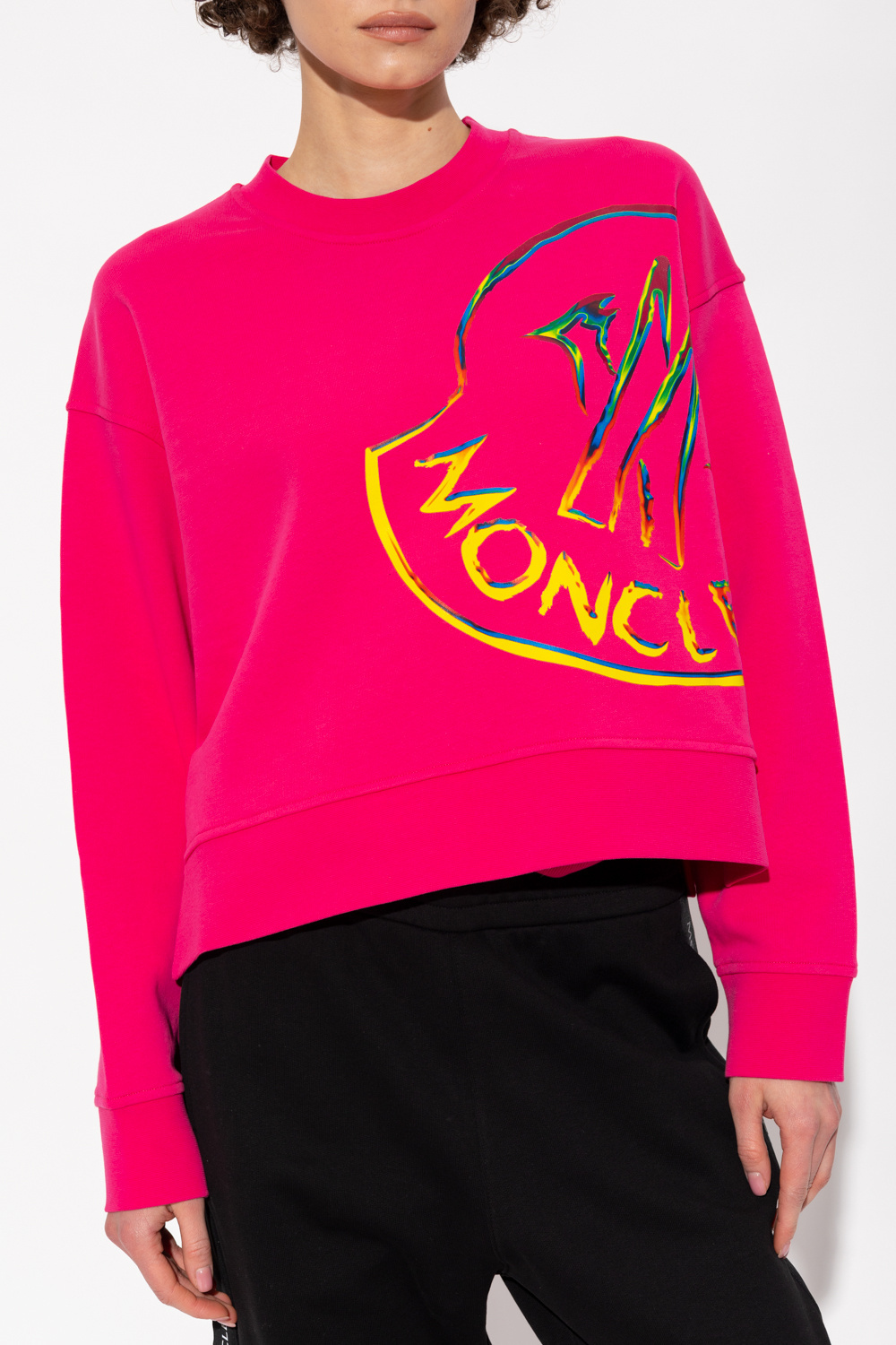 Moncler Logo-print Crew-neck Sweatshirt In Red