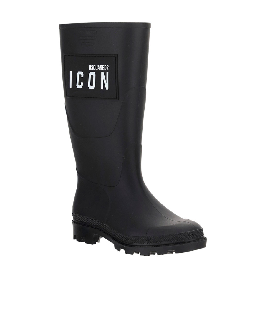 Dsquared2 Icon-print Knee-high Boots In Black