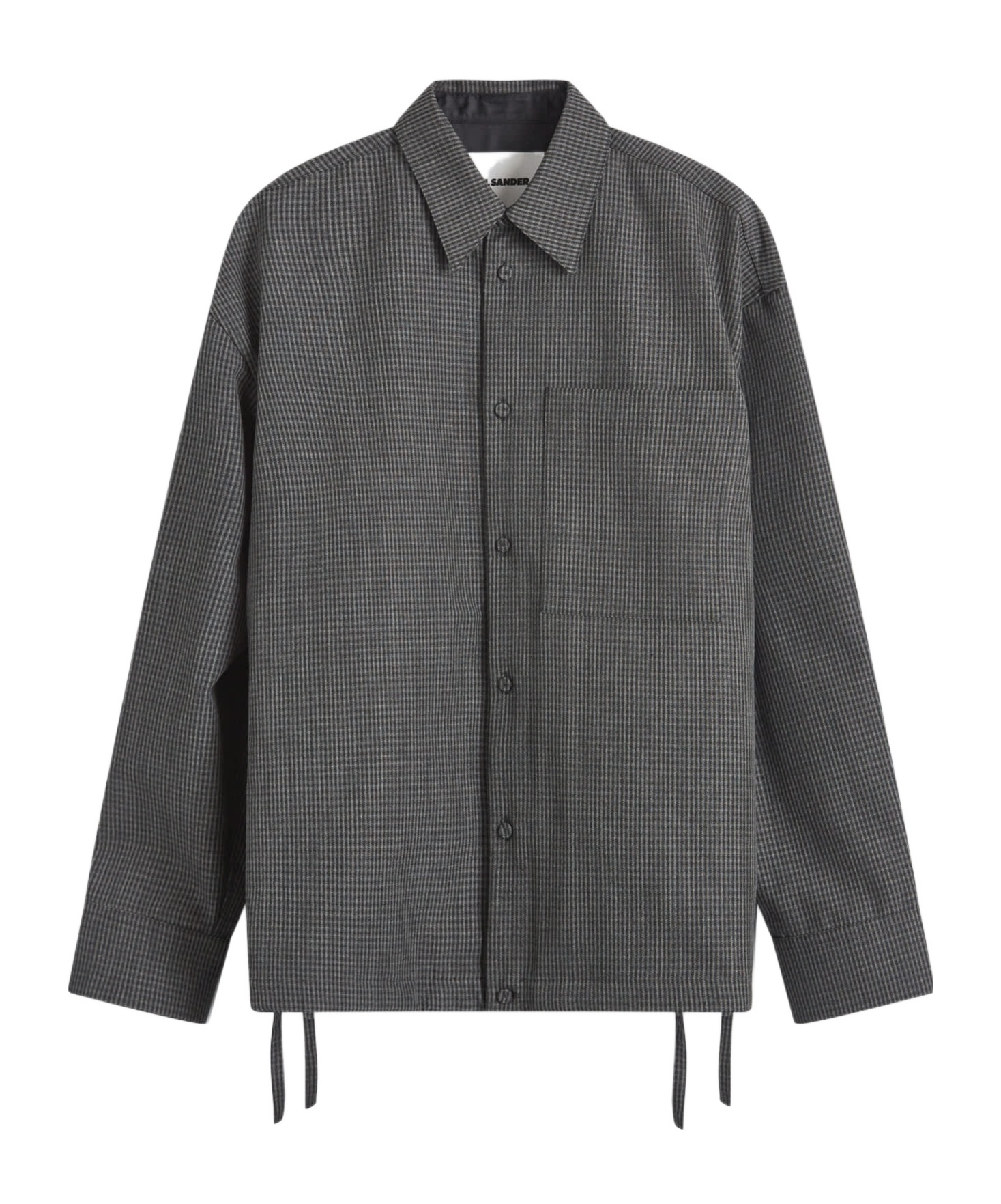 Jil Sander Striped Wool Shirt Jacket In Black