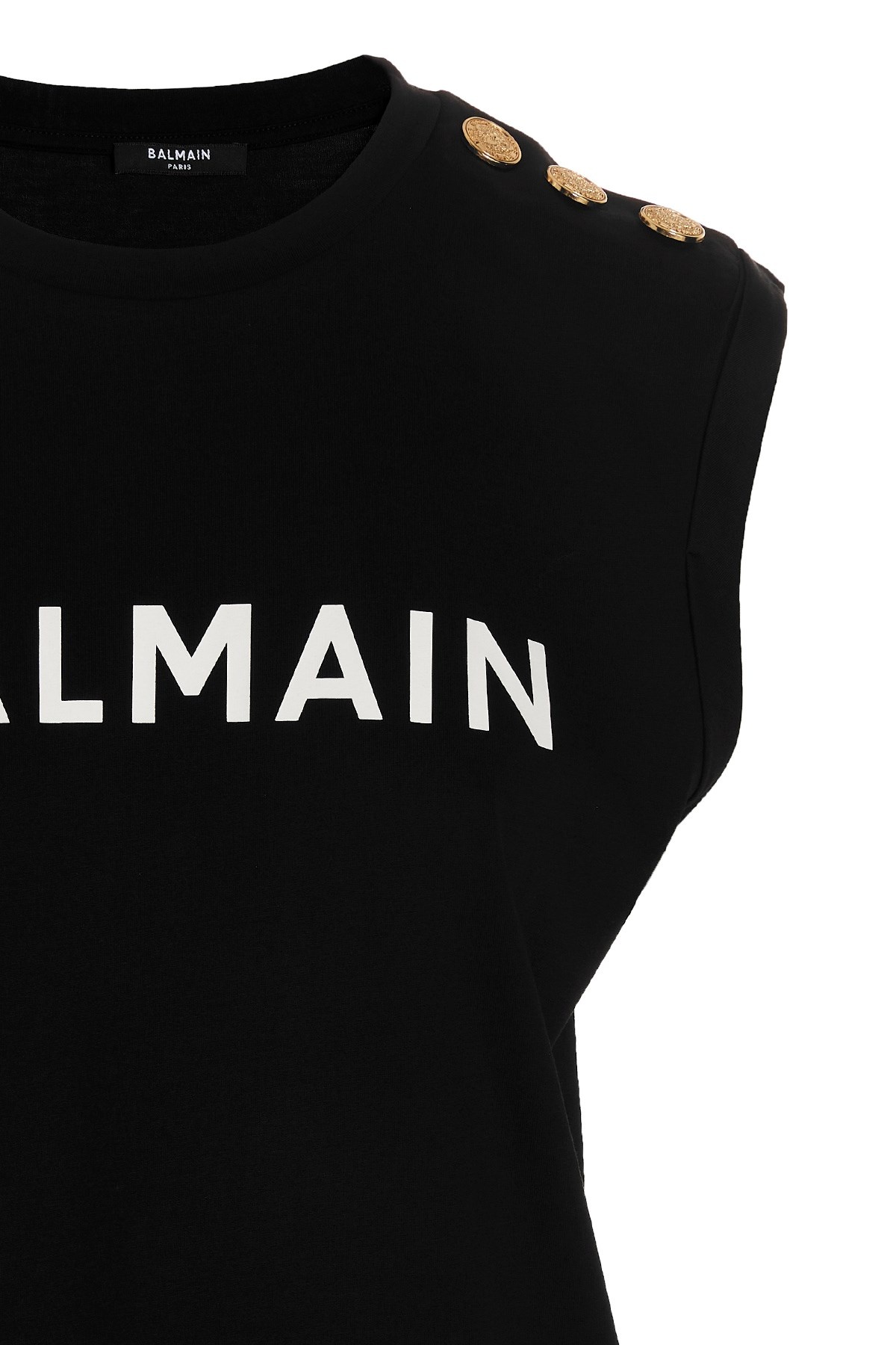 Balmain Logo Printed Sleeveless Tank Top In Black