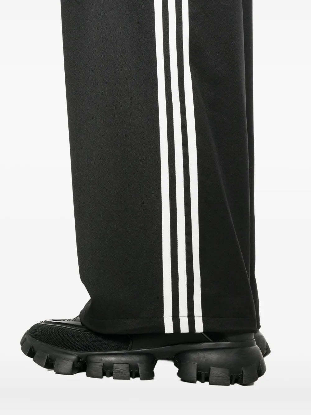 Y-3 Adidas Black Baggy Pants With Side Bands In Black