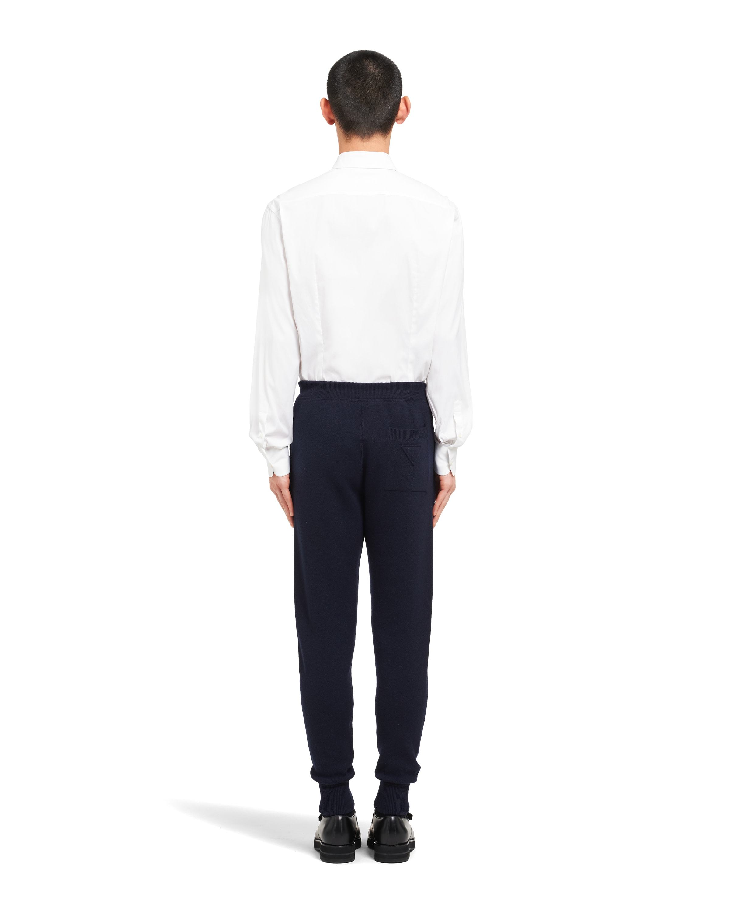 Prada Stretch Cashmere Blend Joggers For Men In Blue