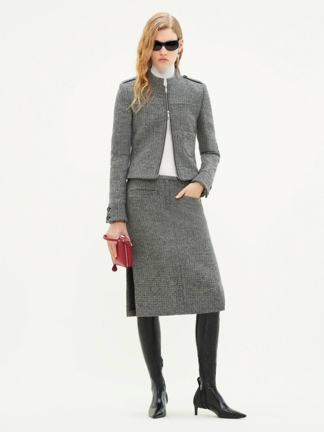 Courrèges Long-sleeved Casual Jacket In Gray
