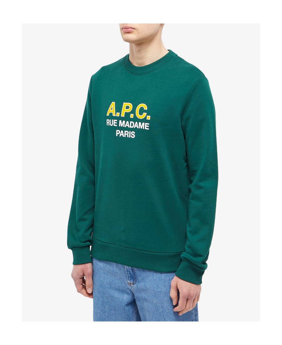 Apc Logo-print Cotton Sweatshirt In Green