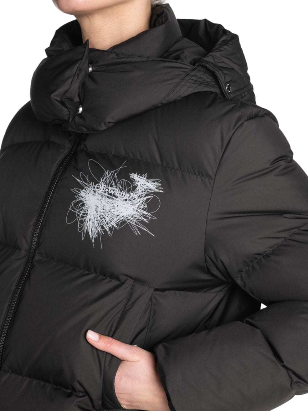 Off-white Pen Arrows Puffer Jacket In Black