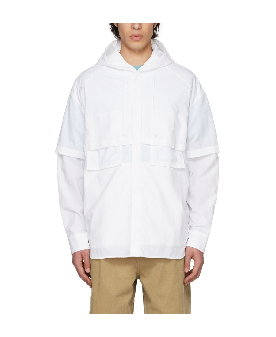 Juunj Logo Hooded Casual Jacket In White