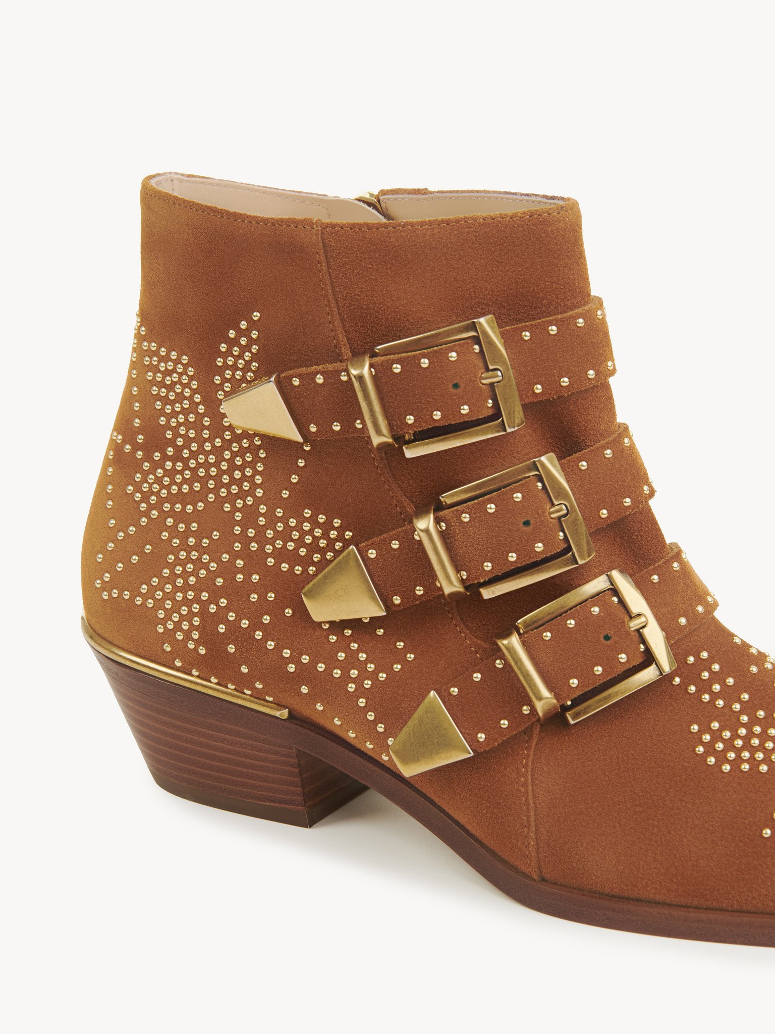 Chloé Women Ginger Brown Nubuck Cowhide Susanna Ankle Boots In Brown
