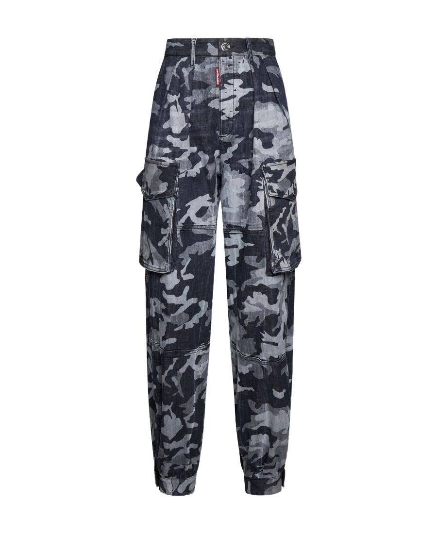 Dsquared2 Camouflage-print High Waist Tousers In Black