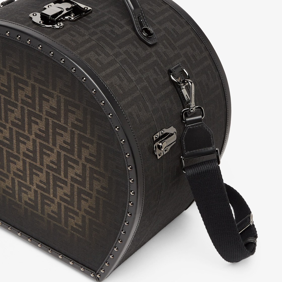 Fendi Ff Jacquard Travel Hat Box In Black