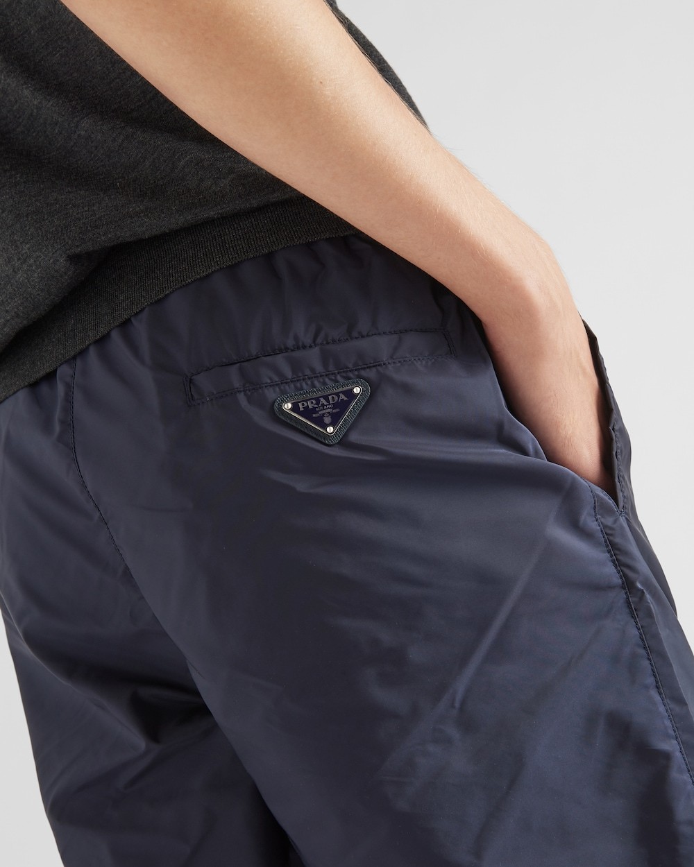 Prada Man Navy Blue Recycled Nylon Swimming Shorts In Blue