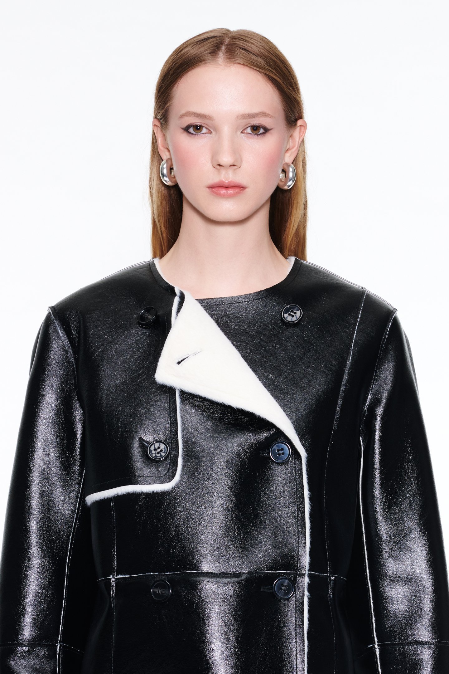 STAND STUDIO LARA FAUX-SHEARLING DOUBLE-BREASTED JACKET