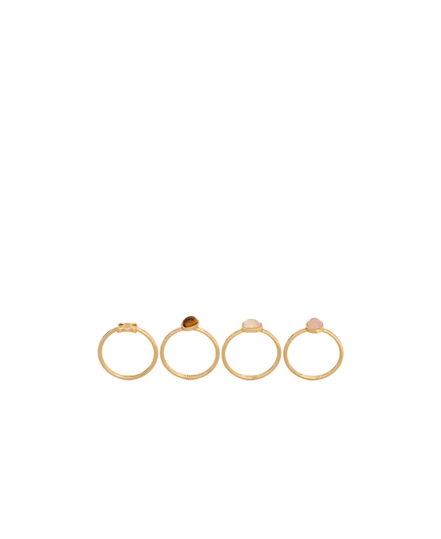 Celine Four Pieces Of Triomphe Indie Logo Ring In Yellow