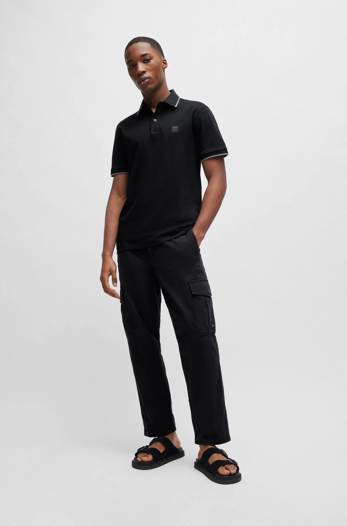 Hugo Boss Black Patch Polo In Black