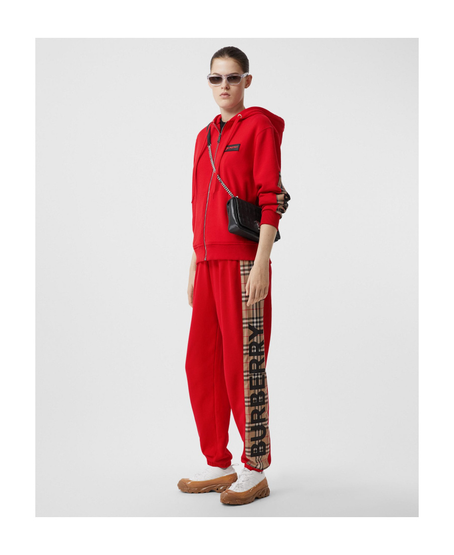 Shop Burberry Vintage Check Panel Track Pants In Red