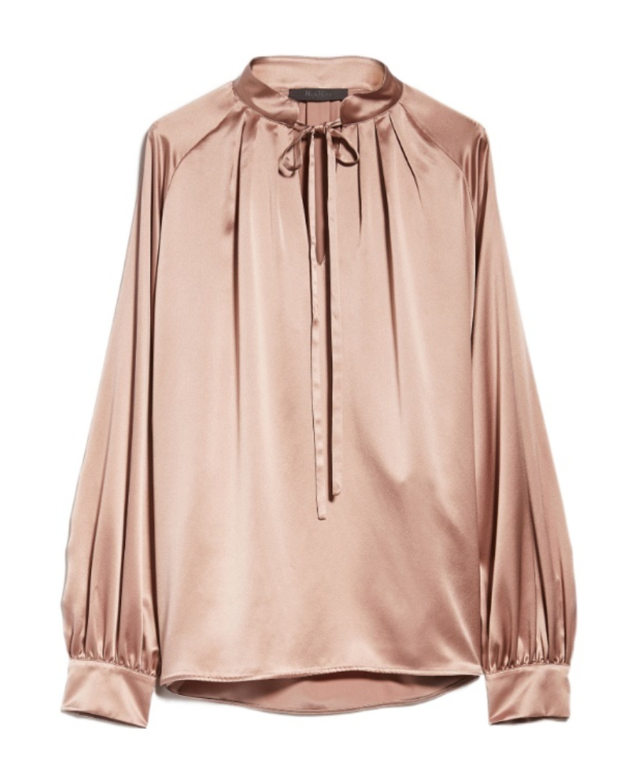 Max Mara Pleat-detail Silk Satin Blouse In Pink