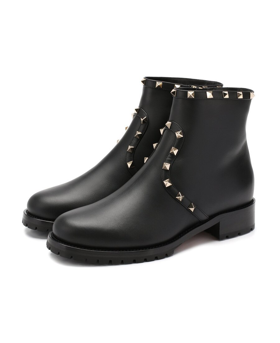Valentino Rivet Leisure And Ankle Boots In Black