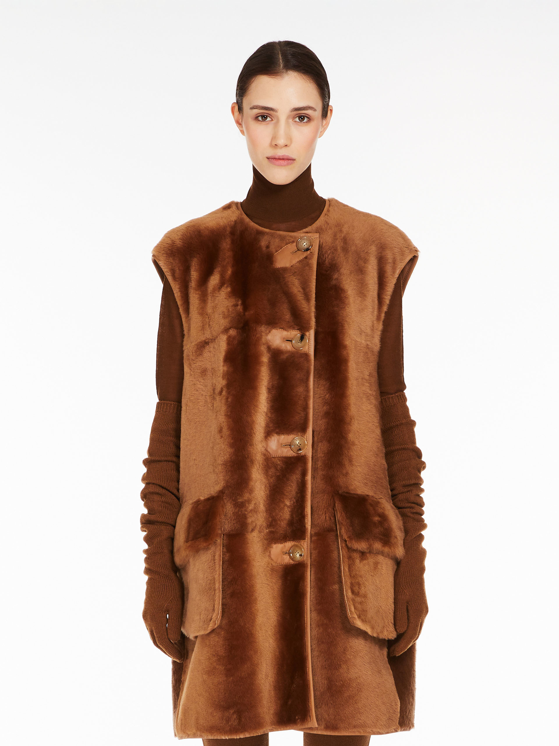 Max Mara Double-sided Sleeveless Vest In Brown