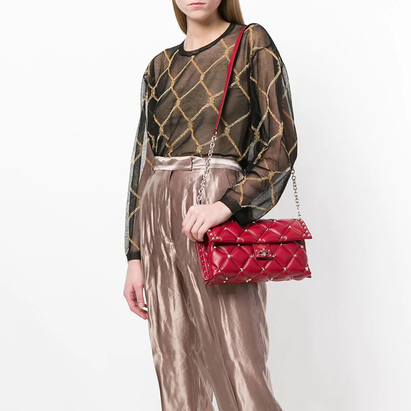 Valentino Garavani Candystud Shoulder Bag In Red