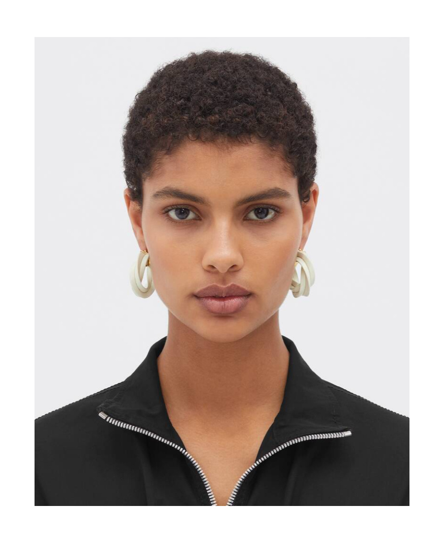 Bottega Veneta Logo Twisted Ring Earrings In Yellow
