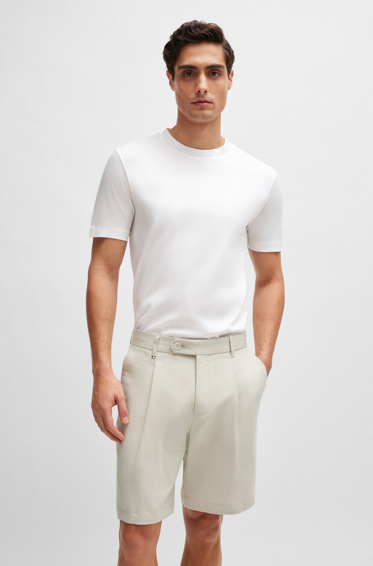 Shop Hugo Boss Crew-neck Cotton T-shirt In White