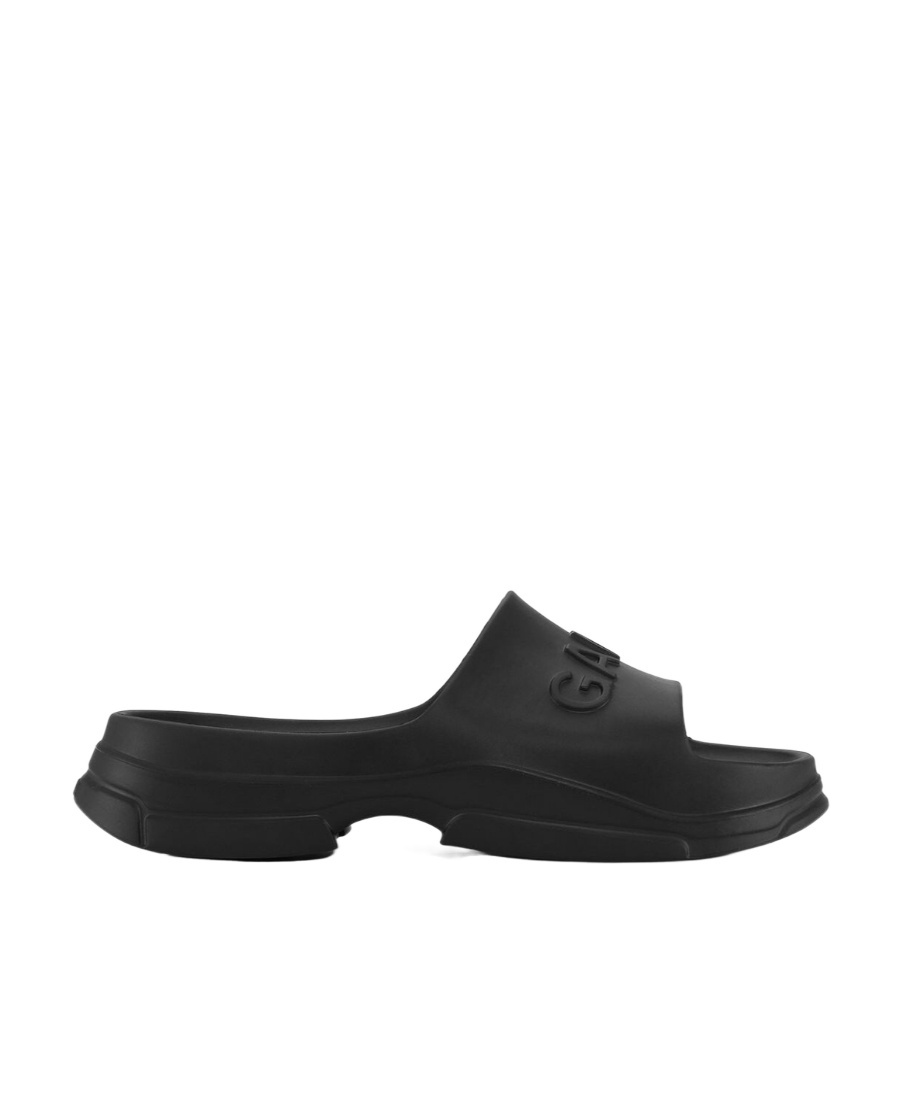 Shop Ganni Black Pool Slide Sandals