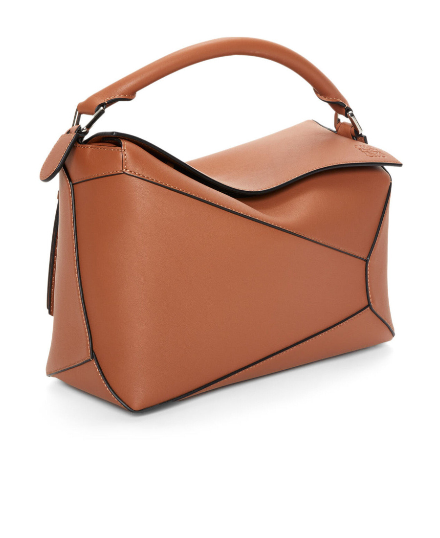 Loewe Puzzle Edge Zip-up Top Handle Bag In Brown