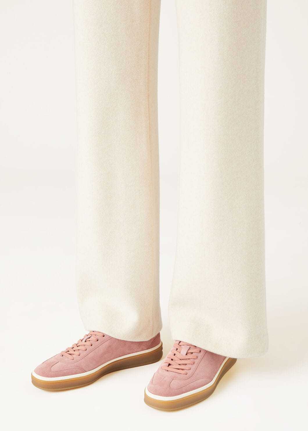 Loro Piana Mixed Leather Low-top Tennis Sneakers In Cherry Blossoms