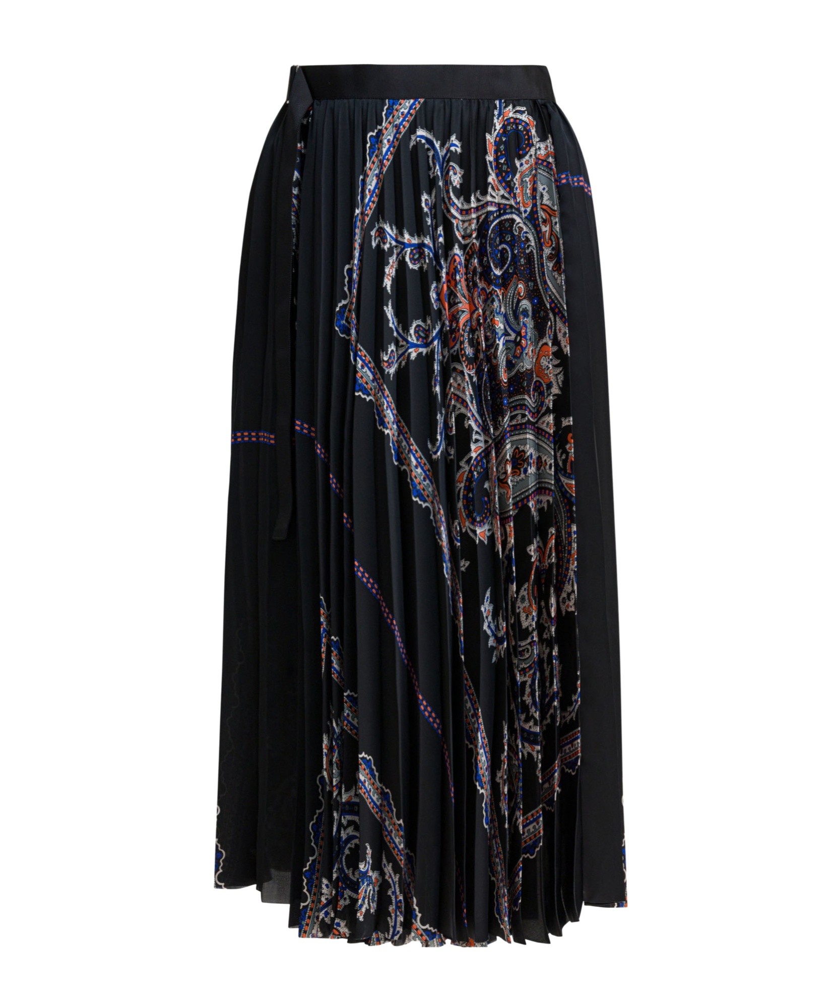Sacai Pleated Skirt With Paisley Print Skirts Black In Black
