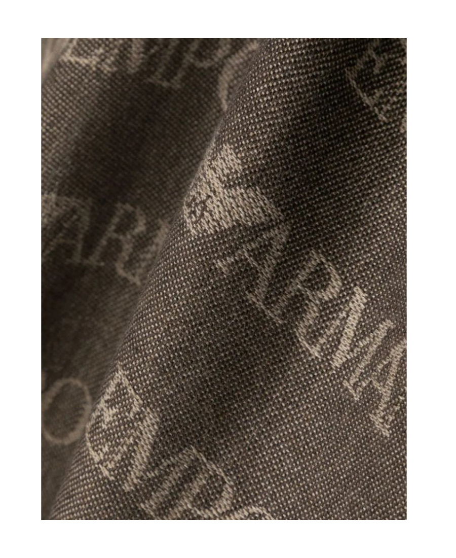 Emporio Armani Monogram-pattern Knitted Scarf In Brown