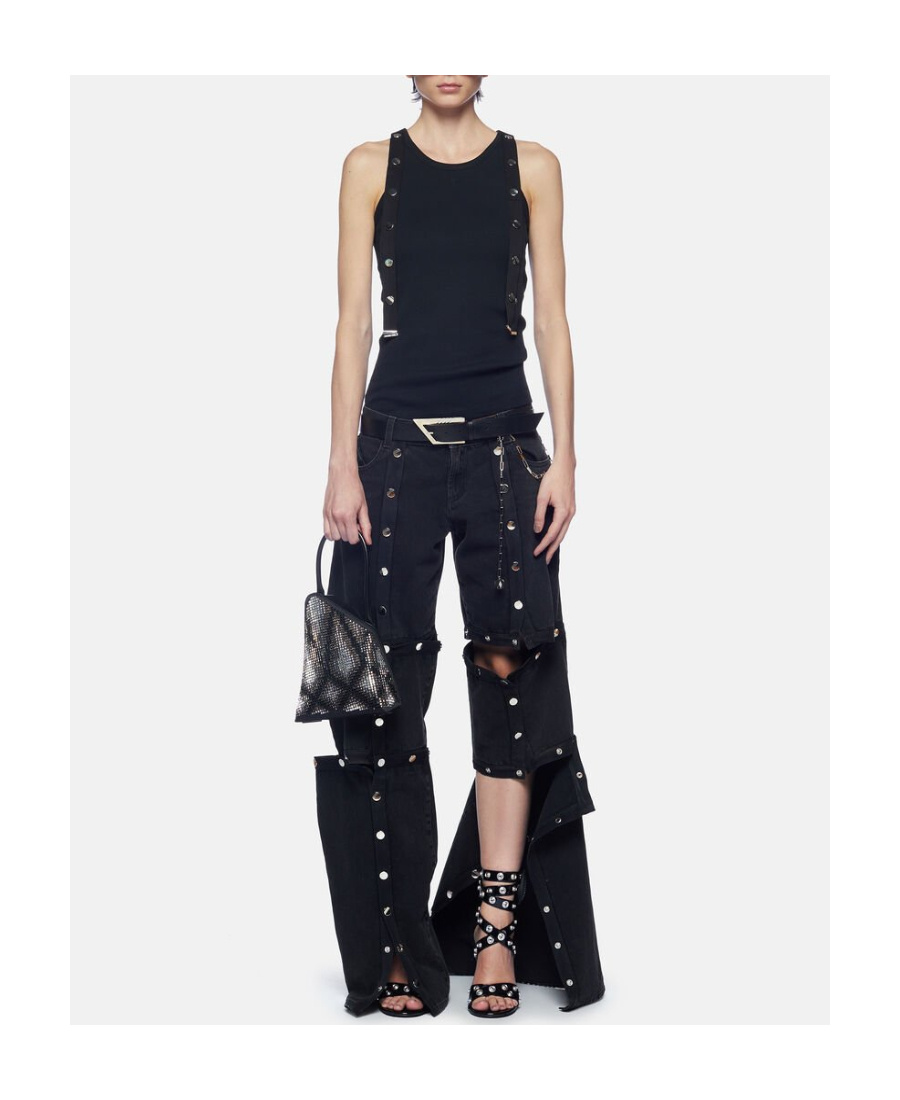 ATTICO THE ATTICO LOGO PATCH RIBBED TANK TOP