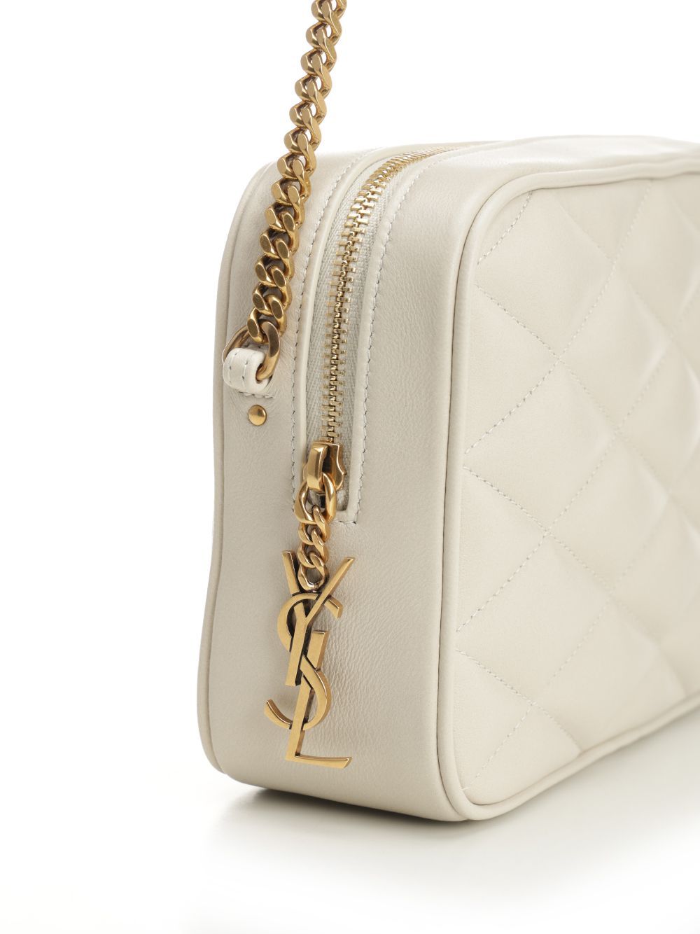 Saint Laurent Quilted Shoulder Bag In White