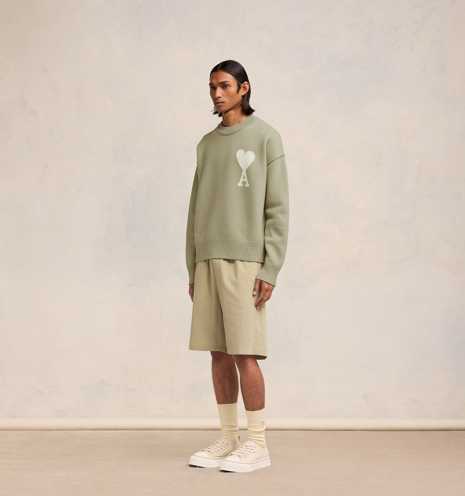 Ami Alexandre Mattiussi Ami De Coeur Wool Jumper In Green