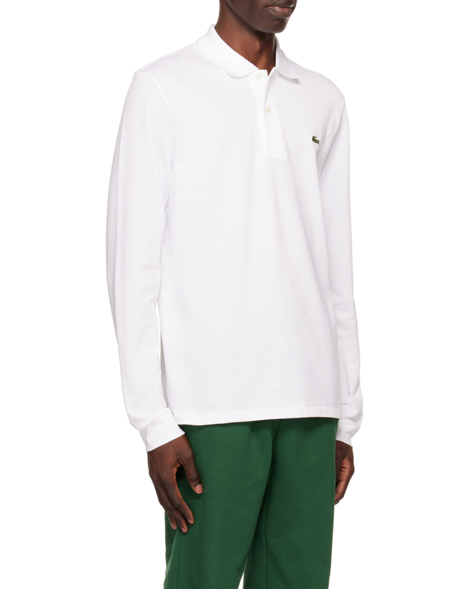 Lacoste Logo Long-sleeved Polo Shirt In White