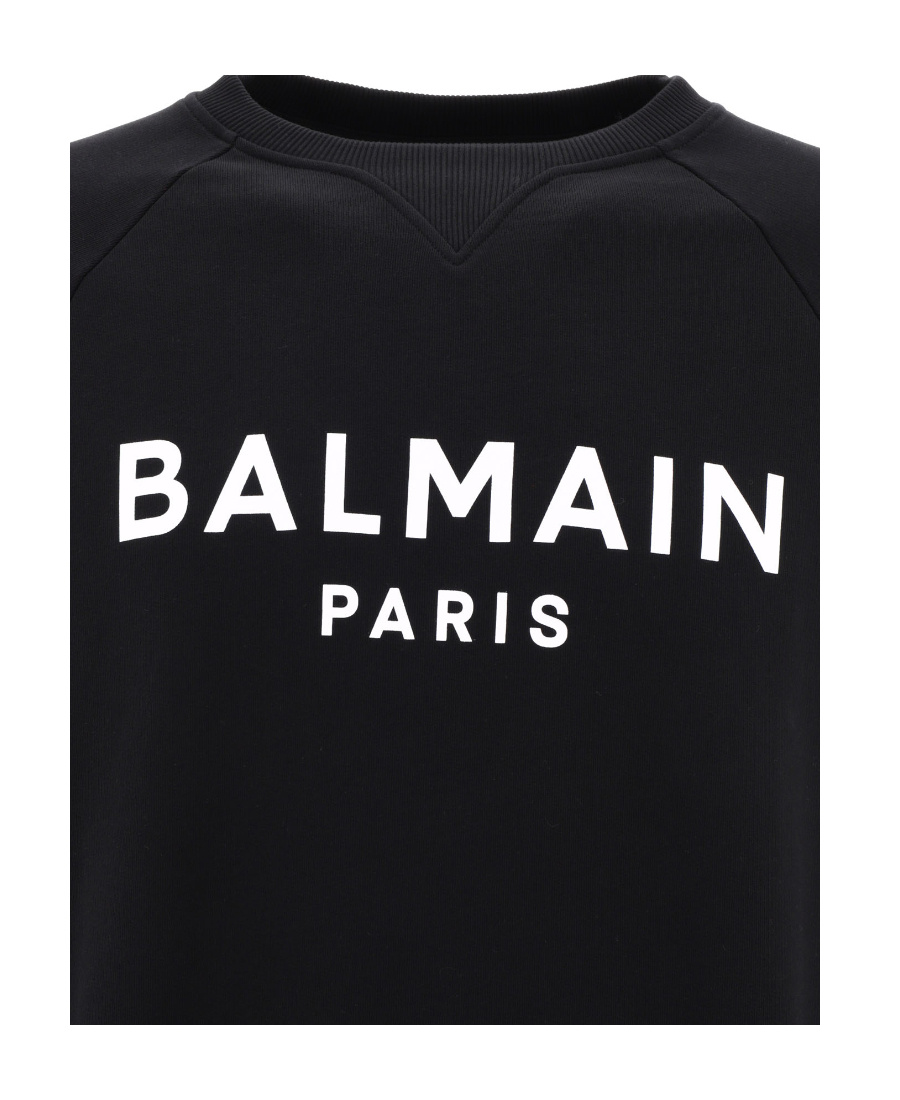Balmain Logo Printed Cotton Sweatshirt In Black