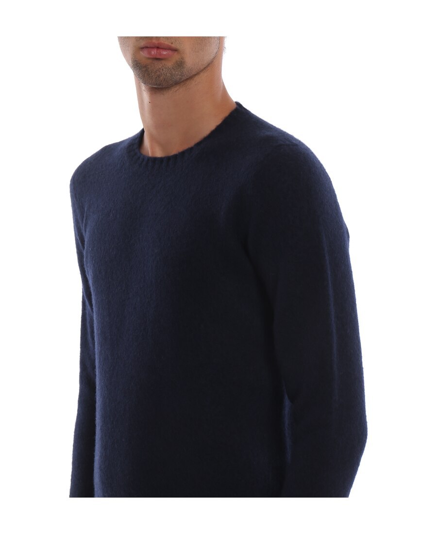 Drumohr Crew Neck Ribbed Detail Jumper In Black